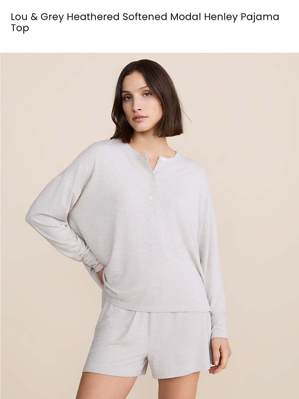 Lou & Grey Heathered Softened Modal Henley Pajama Top L